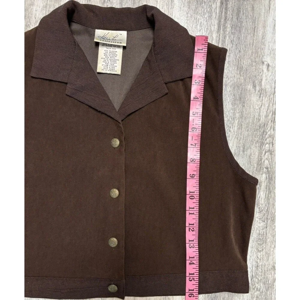 Vintage Dark Academia Western Cropped Vest Brown Rustic Boho Y2K Top Small